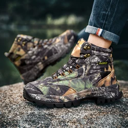 Top Quality Mens Hiking Mountain Boots Camouflage Male Hiker Climbing Shoes Leather Youth Cross-country Trekking Sneakers