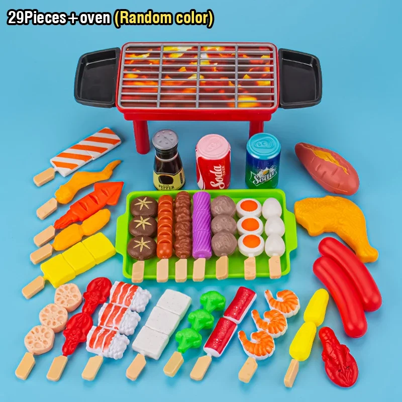 Pretend Play House Churrasco Toy Set para Crianças, Cozinhar Brinquedos, Simulação de Alimentos, Panelas, Kit De Churrasco, Role Play Game, Cozinha,