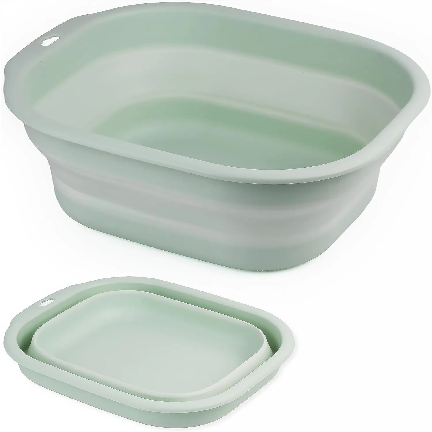 

Collapsible Wash Basin Set of 2, Foldable Portable Plastic Basins for Laundry, Travel, Camping, Green