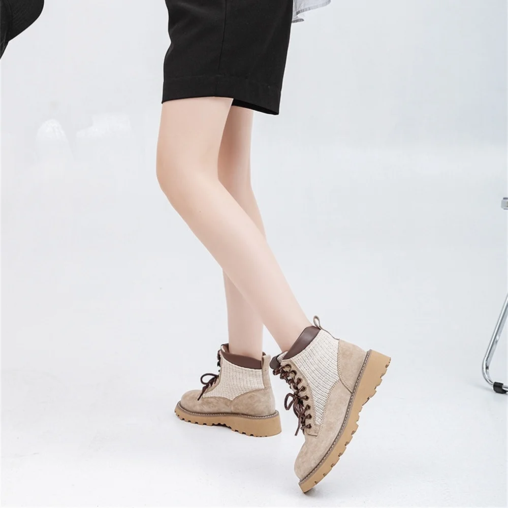 FEDONAS Women Ankle Boots Real Leather Thick High Heels Shoes Winter 2024 Lace Up Short Booties Female Casual Daily Dress Short