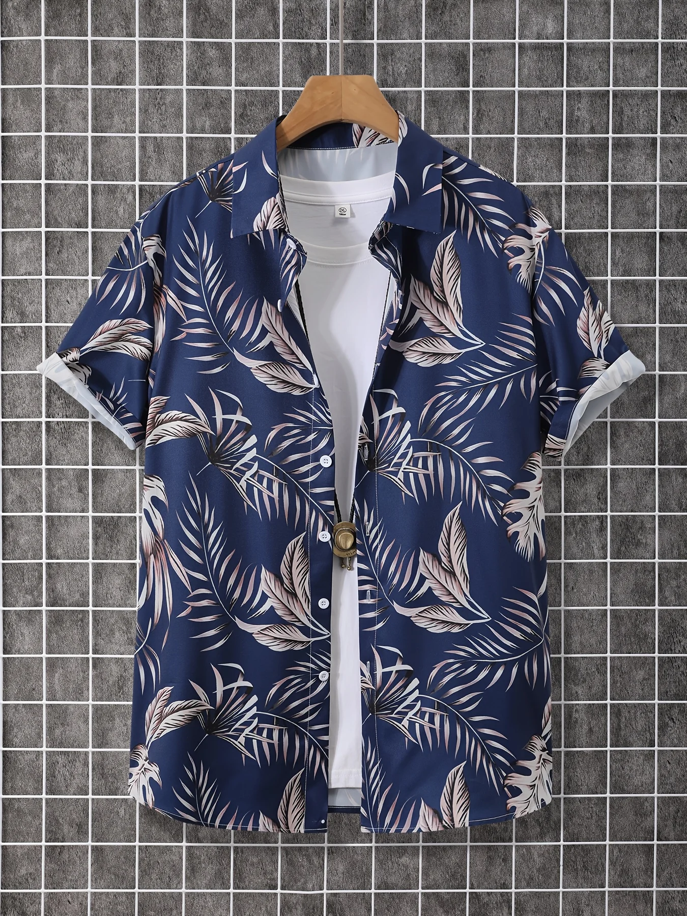 

Men's Hawaiian Shirt Coconut Tree Graphic Print Beach Shirt Short Sleeved Casual Button-Down Shirt Retro Pattern Shirt Men's Top