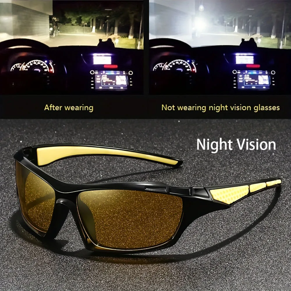 3 Stück gelbe Nachtsicht-Anti-Glare-Brille für Männer und Frauen, zum Fahren, Angeln, Strand, Sonnenbrille, UV-Schutz, Polycarbonat-Brille – Detail 10