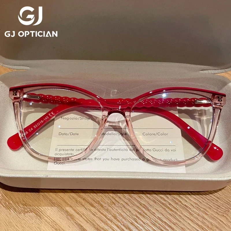 

GOOJEE новые модные очки для чтения TR90 с защитой от синего луча, женские очки «кошачий глаз», роскошные оптические очки для дальнозоркости и близорукости