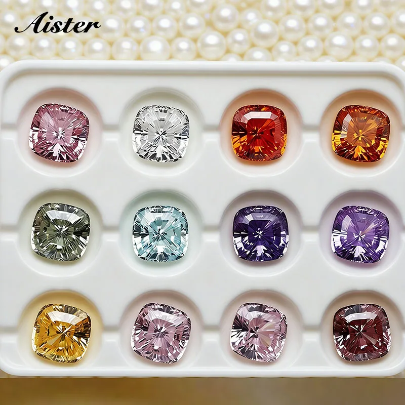 Top Colors Cushion Millennium Cut Cubic Zirconia Gesstome 4K Cutting 5A Grade Quality CZ Lab Zircon Stones