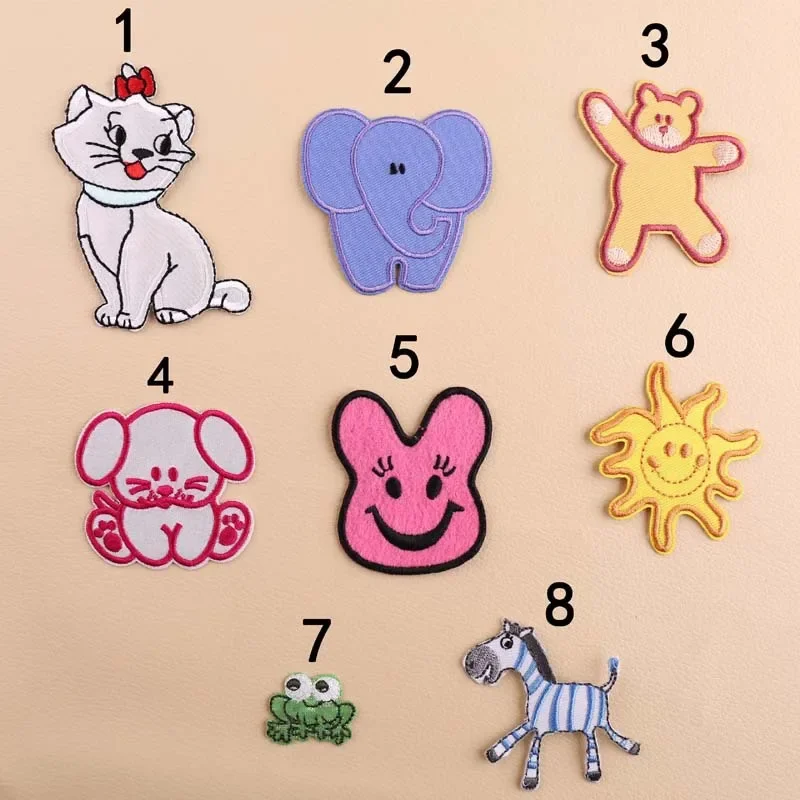 Embroidery Embroidery Chapter New DIY Cartoon Small White Cat Elephant Sun Small Frog Clothes Decorative Patches Stick Cloth