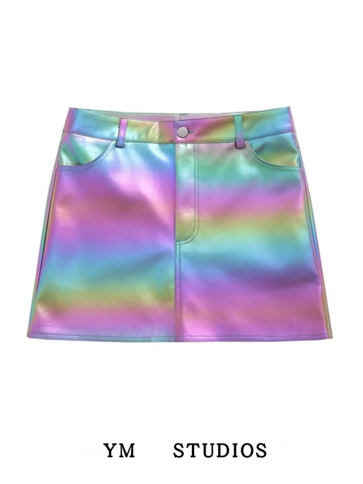 

Юбка из искусственной кожи с низкой талией, модная юбка трапециевидной формы для женщин, модный выбор блогеров