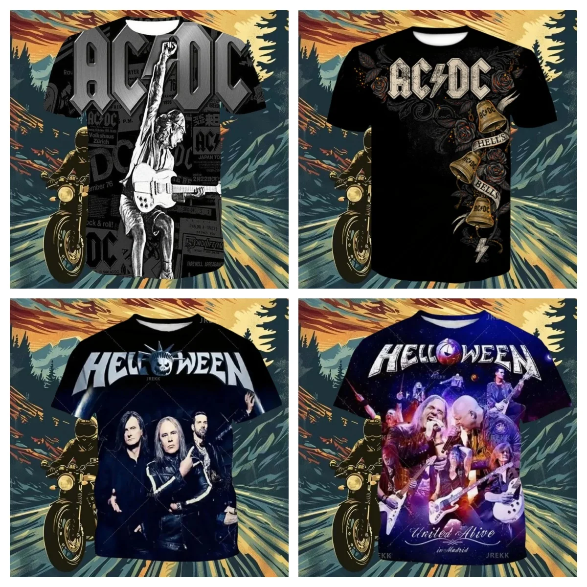 25 yearsof 3D T-shirt ACDC series crew neck pullover T-shirt, European size fashionable outdoor sports loose short-sleeved shirt