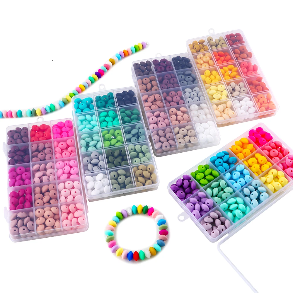 240pcs/Lot 12mm Box Silicone Colorful Spacer Beads Mixed And Matched Combination For DIY Keychain Necklace Bracelet Accessories