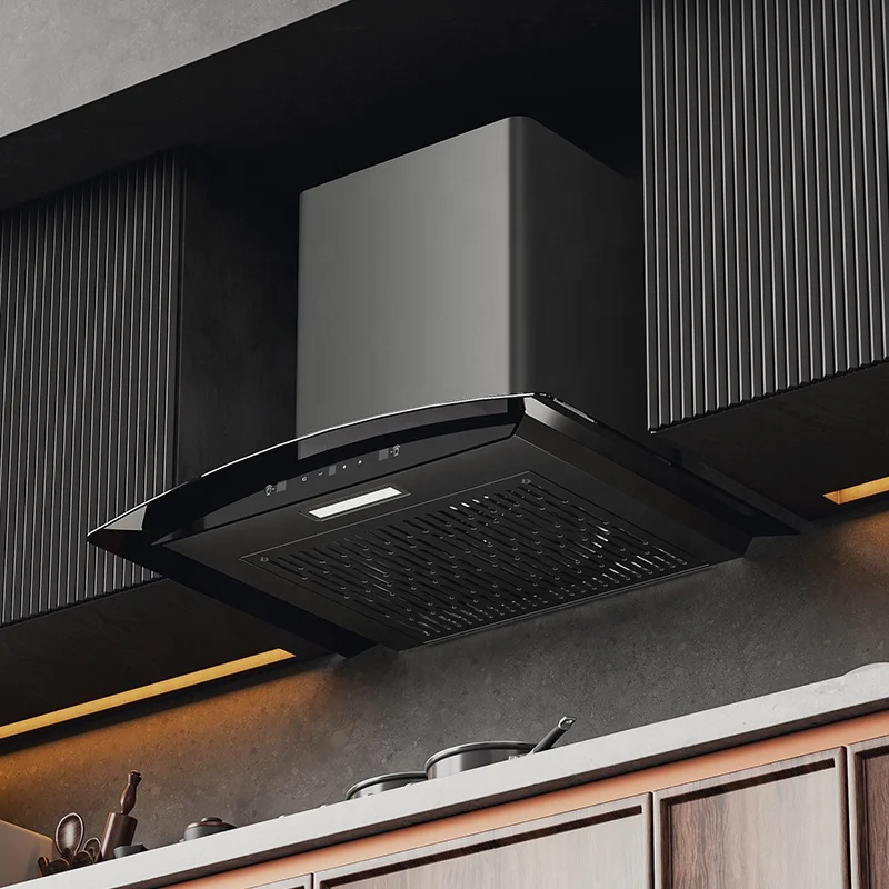 Auto Clean Black Cooking Extractor Chimney Kitchen Cooker Appliance Range Hoods Chimney Hood