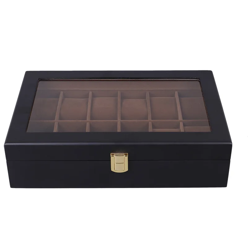 WellZone Promotion Luxury Piano Paint  6/10/12 Slots Watch Box Portable Travel Watch Box High Quality Wooden Watch Case