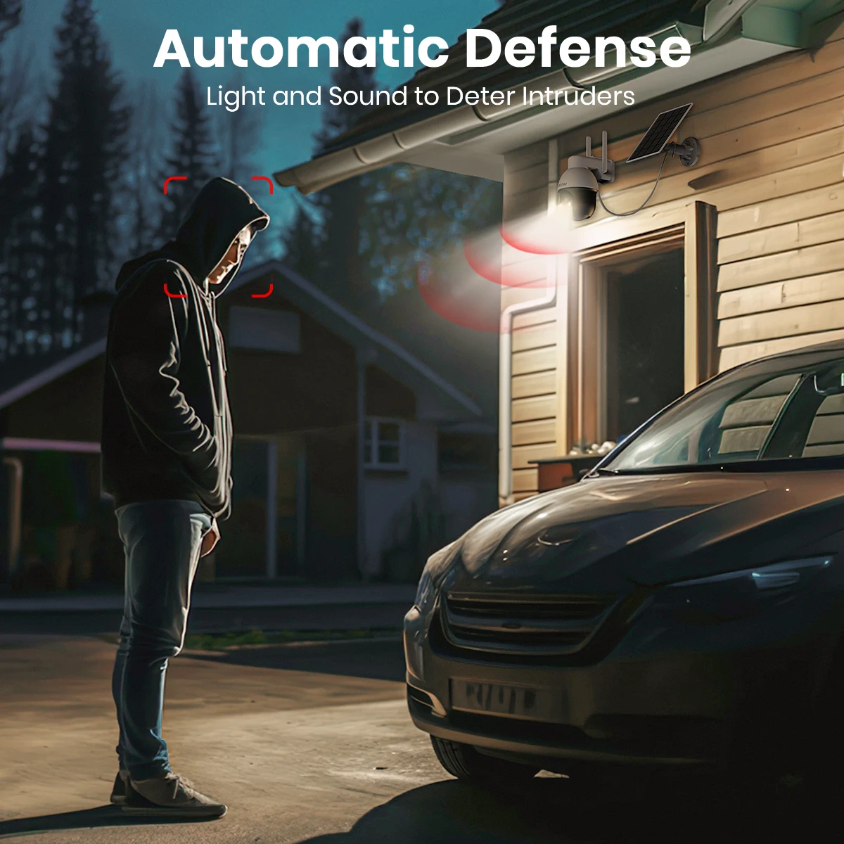 AOSU 3MP PTZ Solar WiFi Camera 5000mAH Battery Wireless Security Camera PIR Detection 2-Way Audio Outdoor CCTV Camera