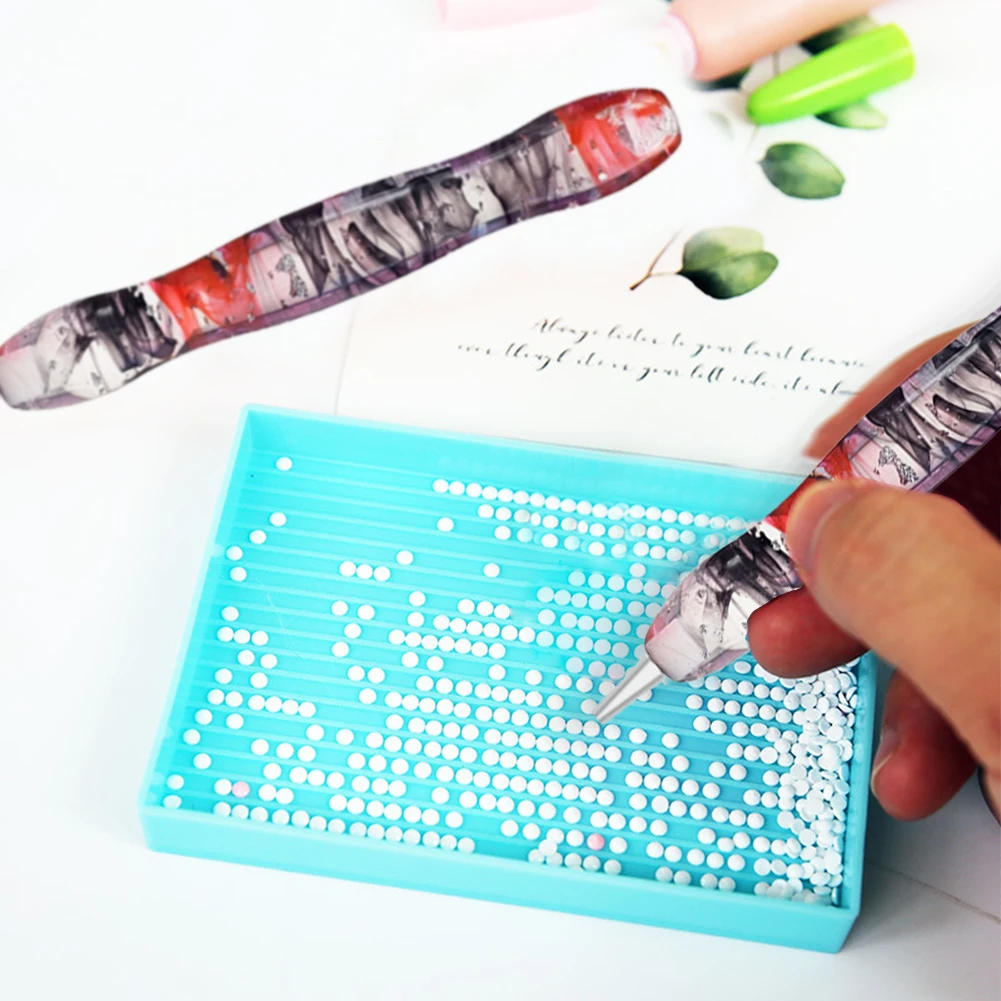 قلم فني ماسي مع 6 رؤوس اختيار أقلام مثقاب و1 مجموعة أقلام رسم ماسية من الراتنج 5D قلم رسم ماسي للأطفال والكبار