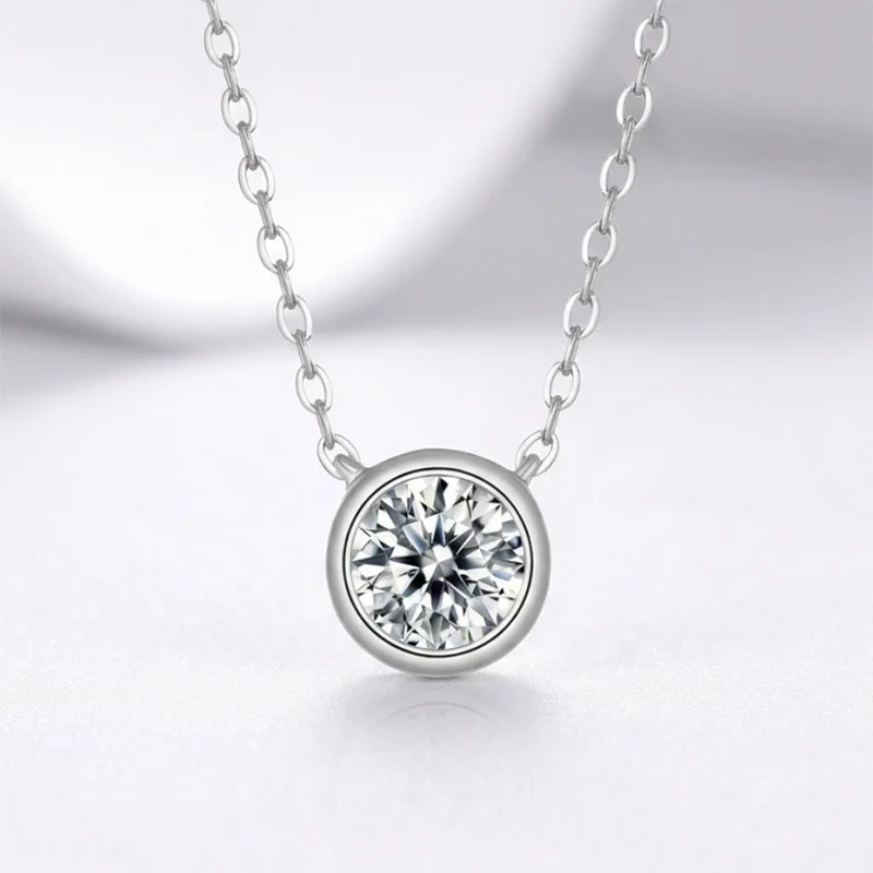 Sparkling 3MM Moissanite Bubble-Style Necklace 925 Sterling Silver Choker Necklace for Women Wedding Jewelry Accessories