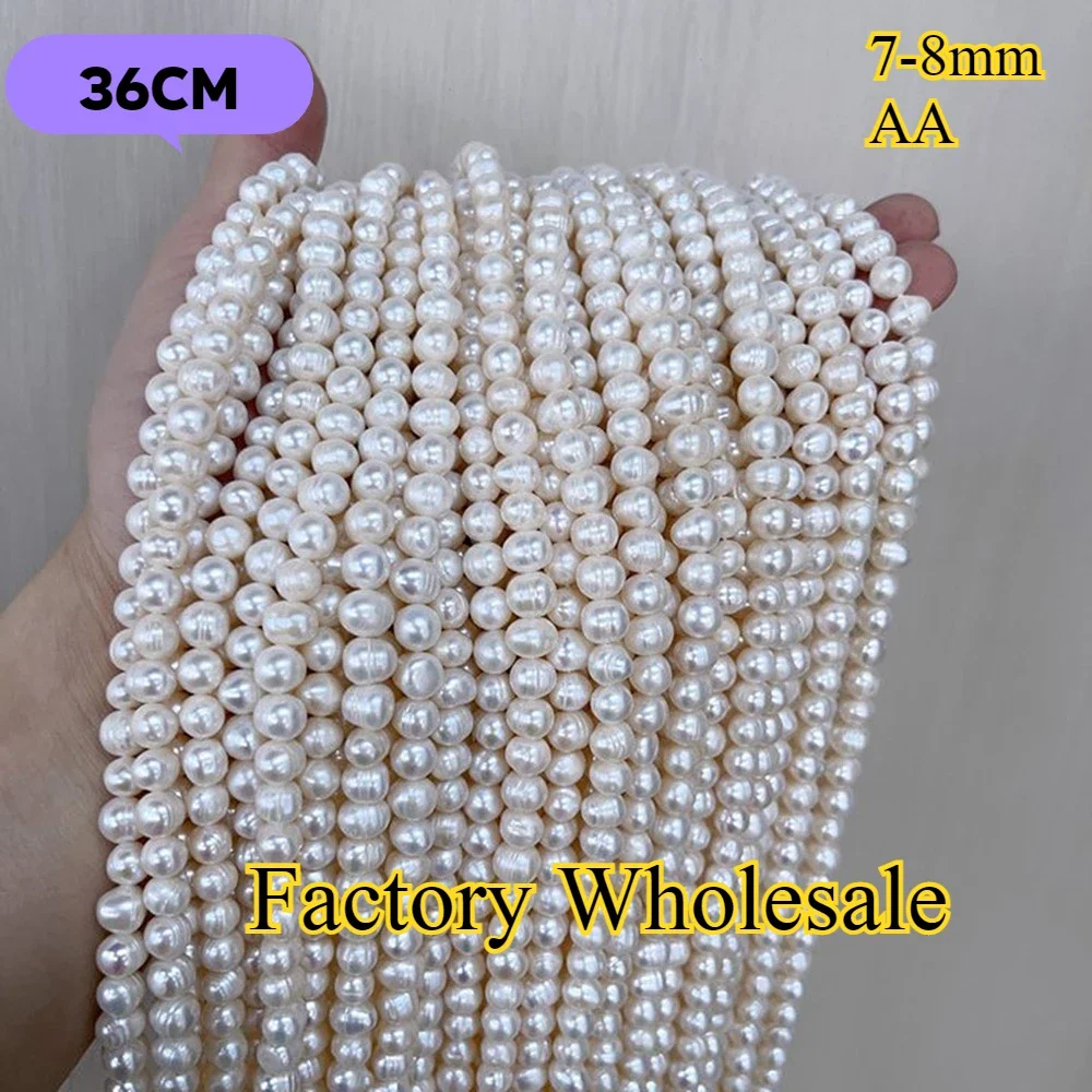 7-8mm AA Hot Sale New Real  Round Isolated Bead Wholesale Natural Freshwater Pearl Jewelry Make DIY Necklace Bracelet Women Gift