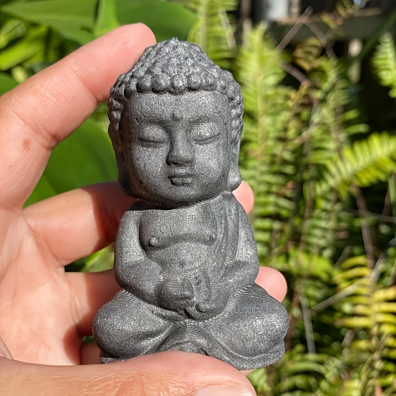Natural Black Shungite Statue - Buddha Figurine - Shungite Buddha Crystal Carving, Perfect for Desk Decor & Gifts  Home Decor