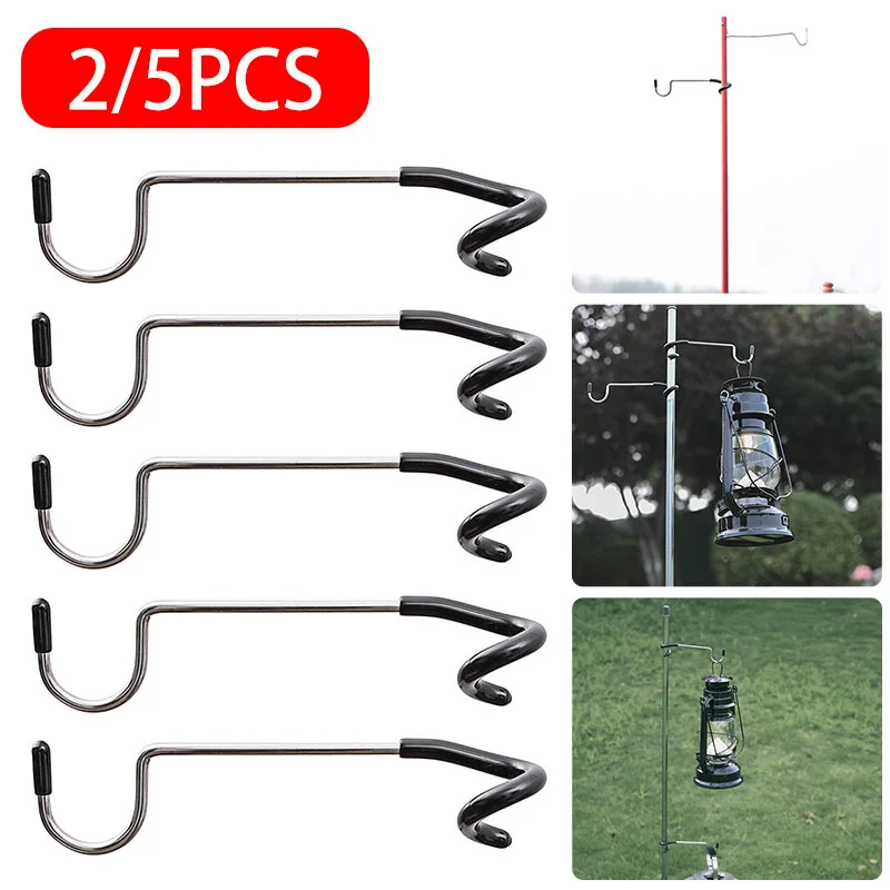 

2/5Pcs Stainless Steel Light Stand Holder Hooks Portable Tent Pole Lamp Hangers Hunting Fishing Lantern Hanger Outdoor Accessory