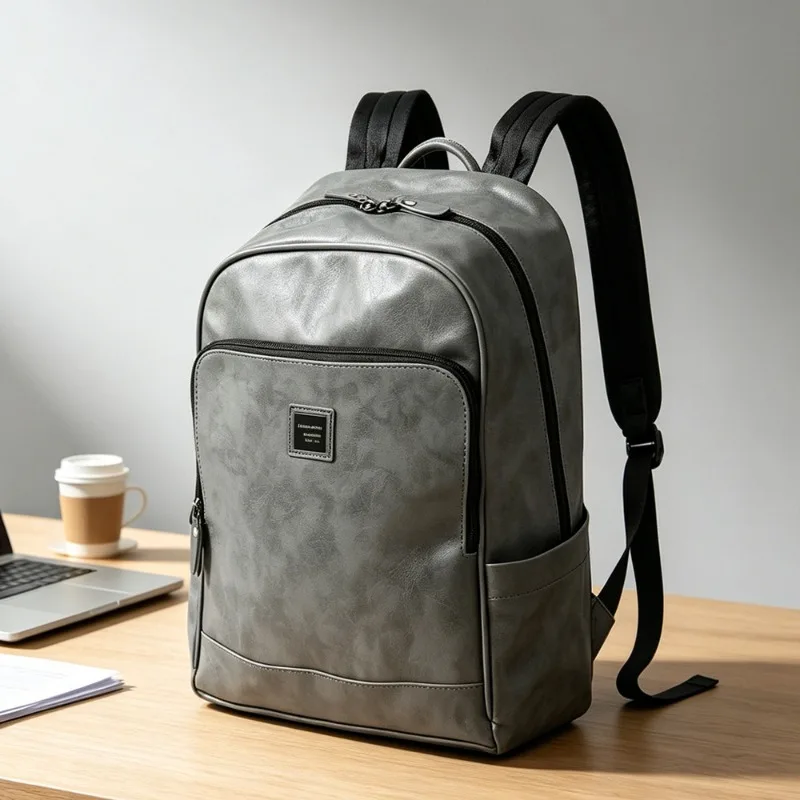 New Fashion Men's Backpack Soft Leather Waterproof Backapcks Men Casual Large Capacity Business Laptop Bag Schoolbags Bookbag