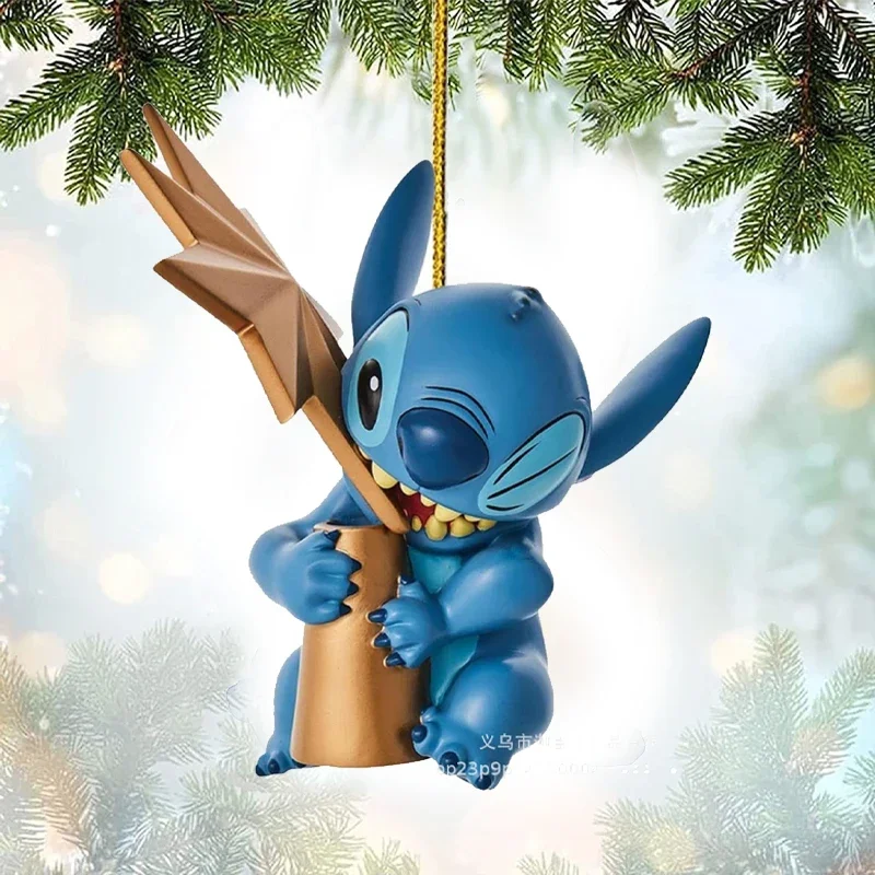 Nowe ozdoby świąteczne Disney Stitch Anime Cartoon akrylowy samolot dekoracje na choinkę wisiorki Home Decor dzieci słodkie prezenty