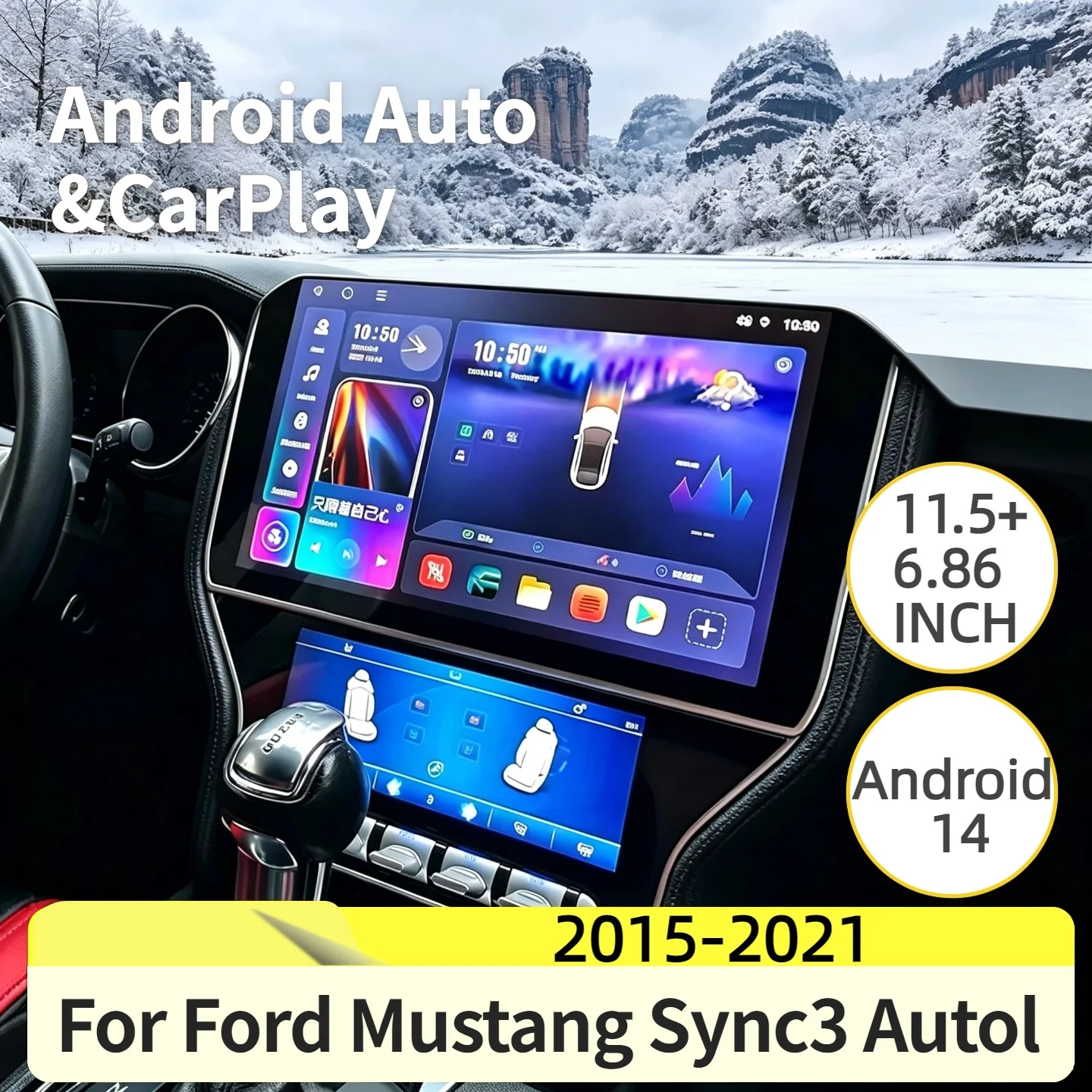 Android Auto CarPlay For Ford Mustang Sync3 Autol 2015-2021 11.5