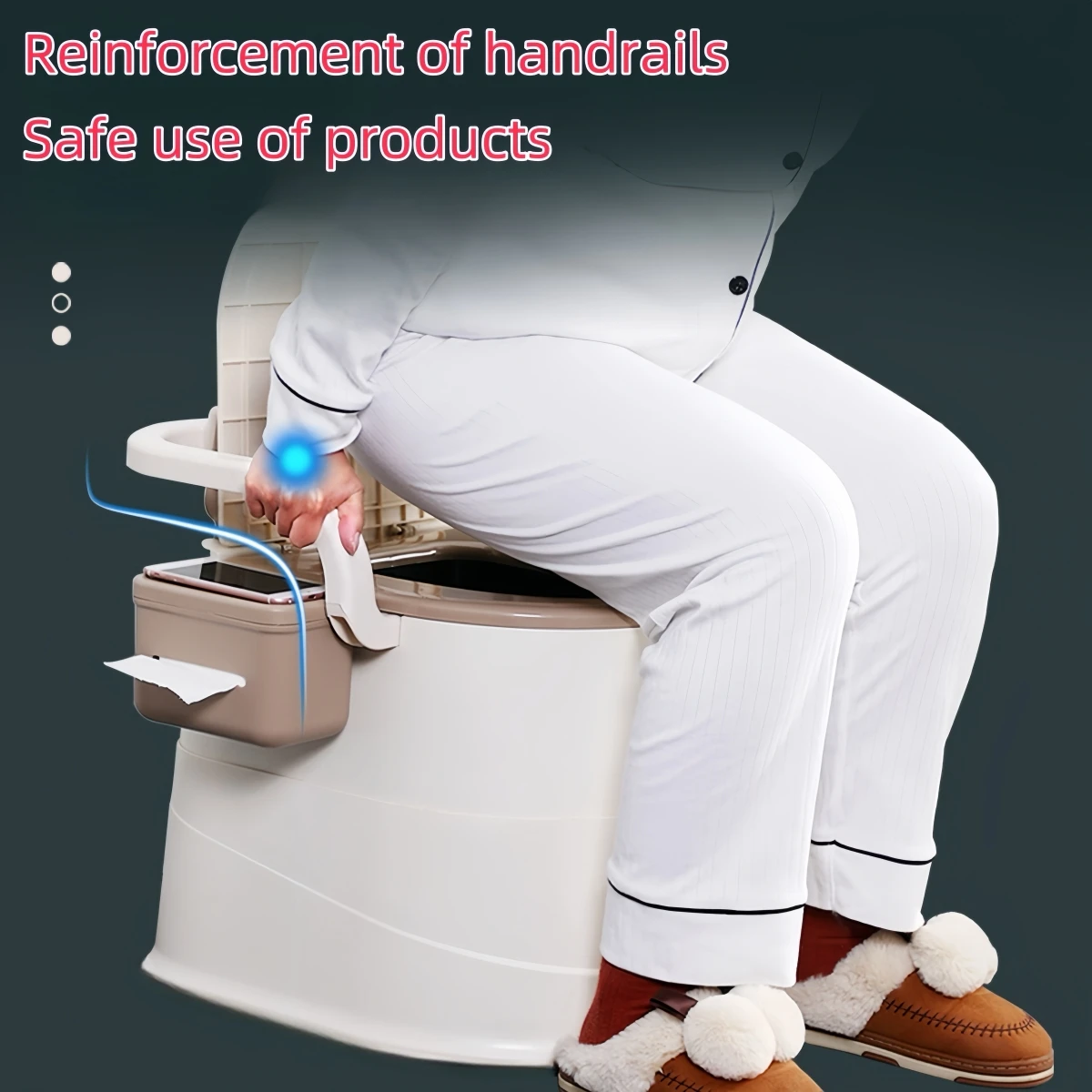 1 Piece Gray/Pink Portable Toilet with Ergonomic Back Support and Lid, Suitable for Camping, Outdoor Activities, Bathroom, Bedro