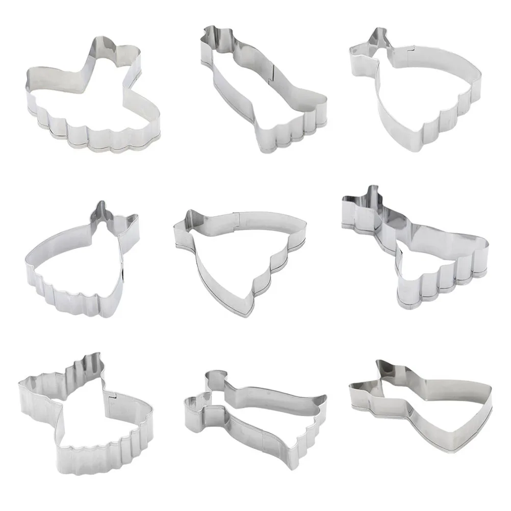 

9pcs Stainless Steel Cookie Cutter Set Skirt Shape Baking Molds For Cake Fondant Diy Party Biscuit Cutters Fruit Cake Tools