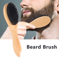 Hair Brush Wood Handle Boar Bristle Beard Comb Styling Detangling Straighten Boar Bristles Massage Comb