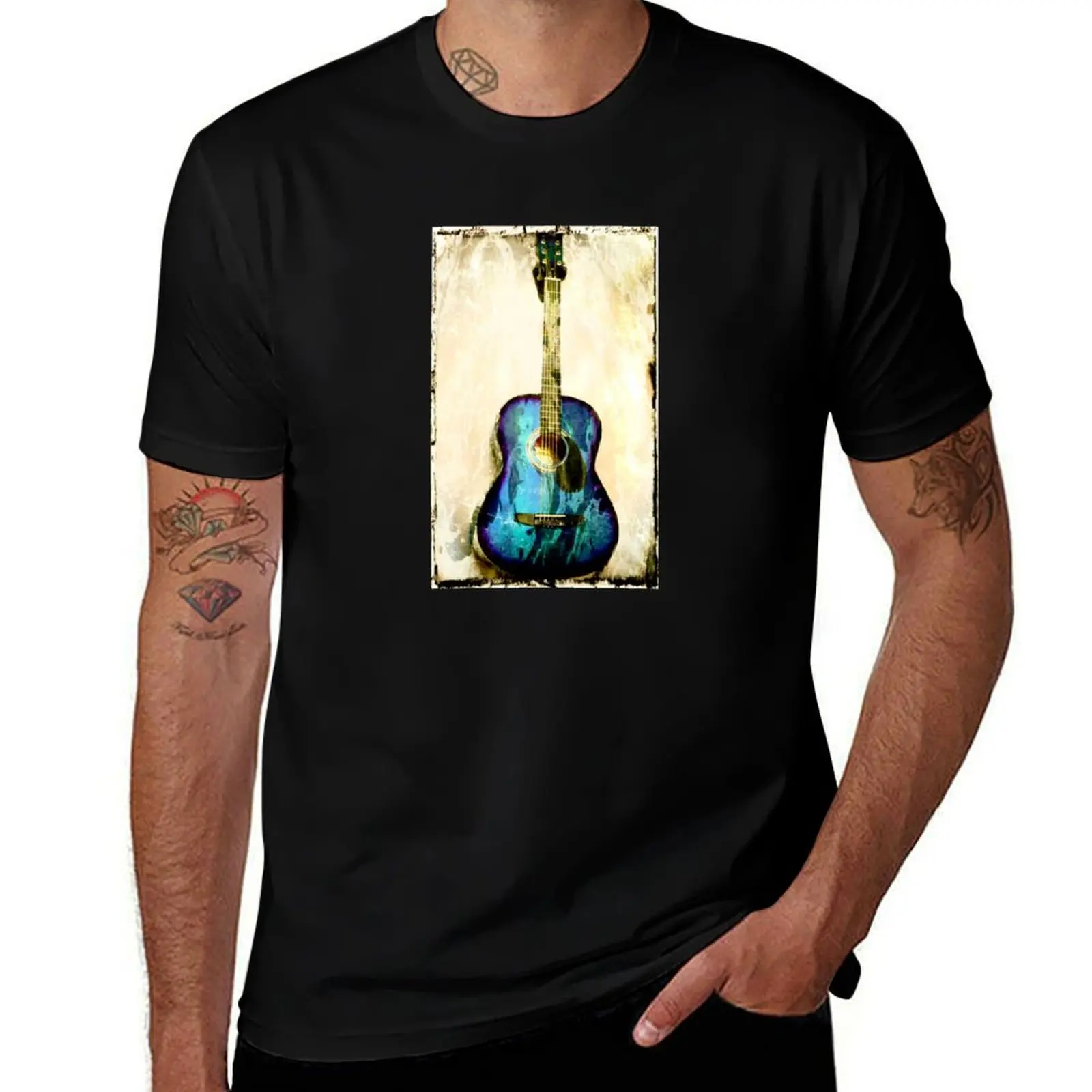 

Blue guitar T-Shirt man graphic t shirt t shirt man casual T-Shirt
