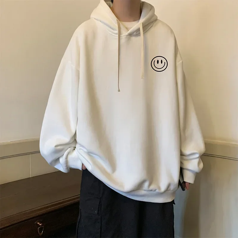 Funny Men's Oversized Hoodie Off White Hoodies with Hat Oversize for Men Smil Print 5XL Man Casual Wear Hoody Male Sweatshirt