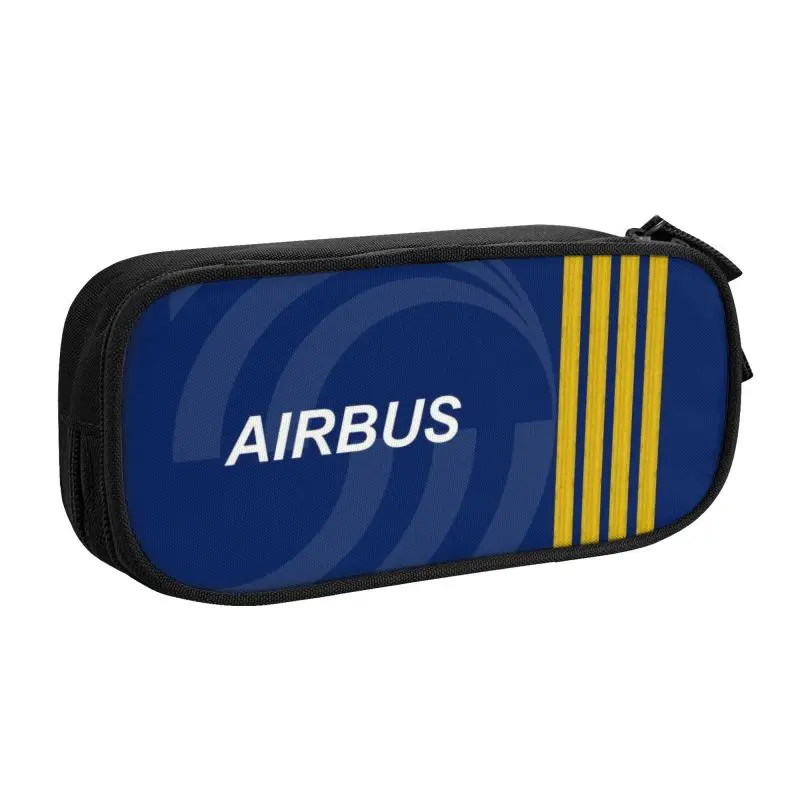 Custom Cute Airbus Fighter Pilot Pencil Case for Boys Gilrs Aviation Airplane Large Storage Pen Bag Box School Accessories