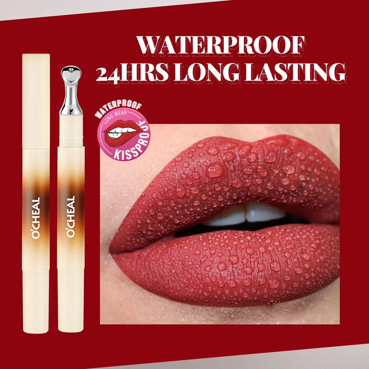 1PC matte lipgloss lipcrème, glad en langdurig, plakt niet aan de beker, vervaagt of blendet, perfecte make-uplook