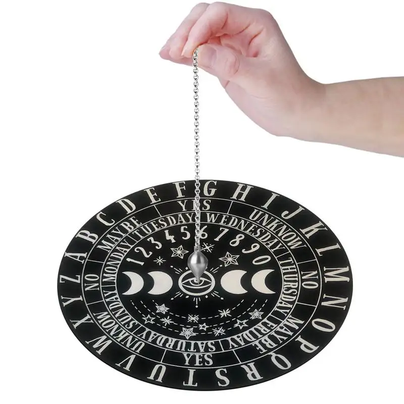 Tablero de péndulo de madera con luna y estrella, tablero de meditación curativa de adivinación, placa Carven de energía, suministros de bruja de Altar metafísico
