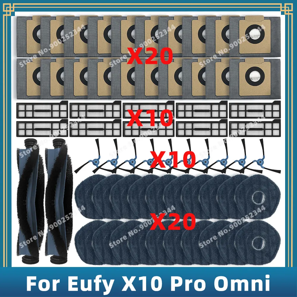 Compatible For Eufy X10 Pro Omni Replacement Parts Accessories Roller Side Brush Filter Mop Cloth Dust Bag