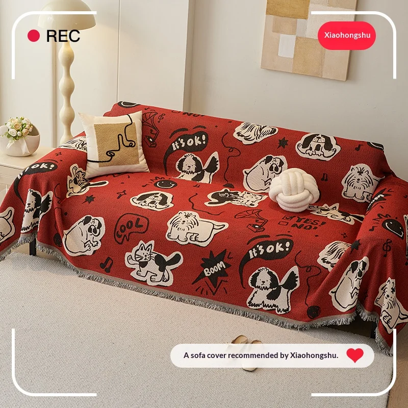 Home Living Room Sofas Covers Floral Sofa Towel Armrest Seater Double Sided Use Sectional Full with Tassel L Shape Sofa Cover