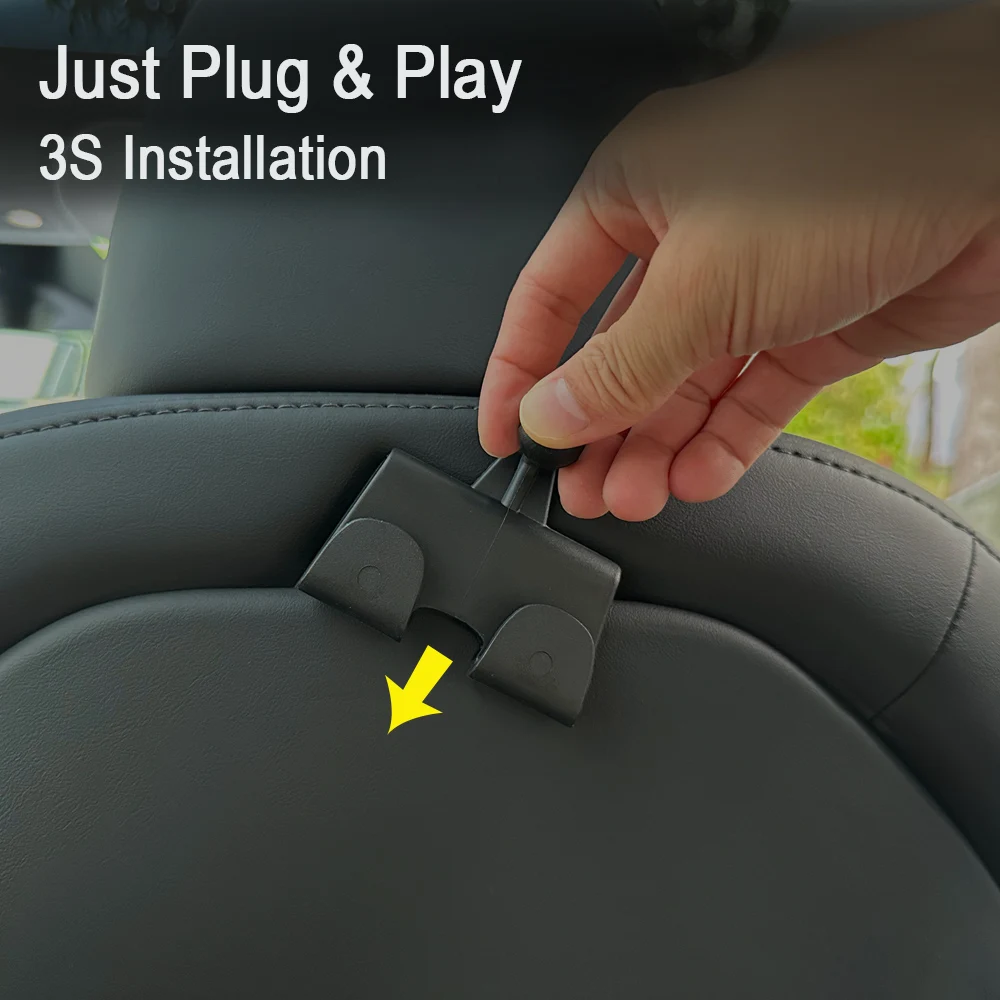 Für Tesla Model 3/Y Rücksitz-Handyhalterung mit 2 Haken 360° ° Drehbarer Ständer Auto-Kopfstützenhalterung für Tablet-PC iPad Mini – Detail 12