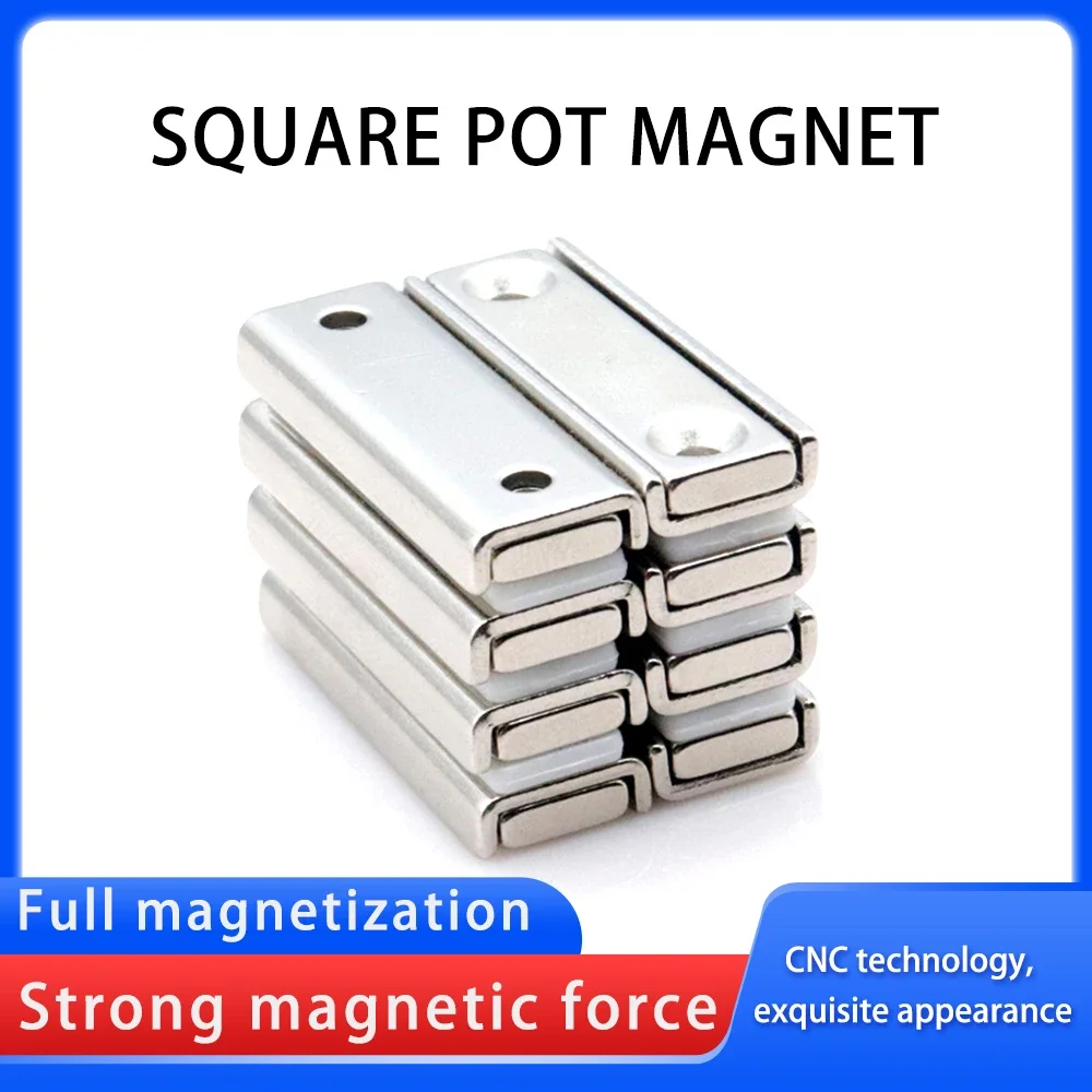 

Strong Square Pot Magnet Long Countersunk Magnetic Tool Carrier With Hole Magnetic Knife Holder For Home Office,DIY