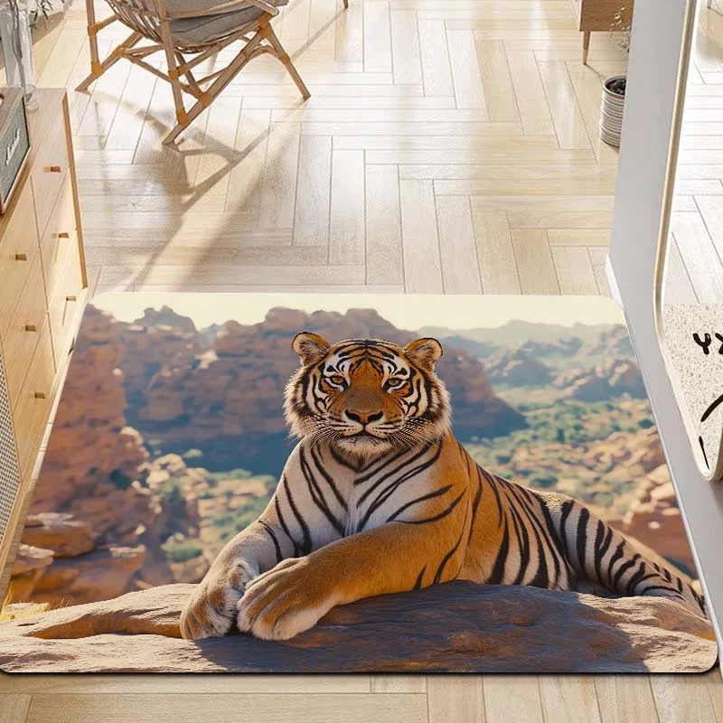

1PC Tiger Pattern Kitchen Rugs Non-Slip Home Door Mats Pop design Bathroom Rugs Bath Mat Carpet for Home Sink Laundry Decor