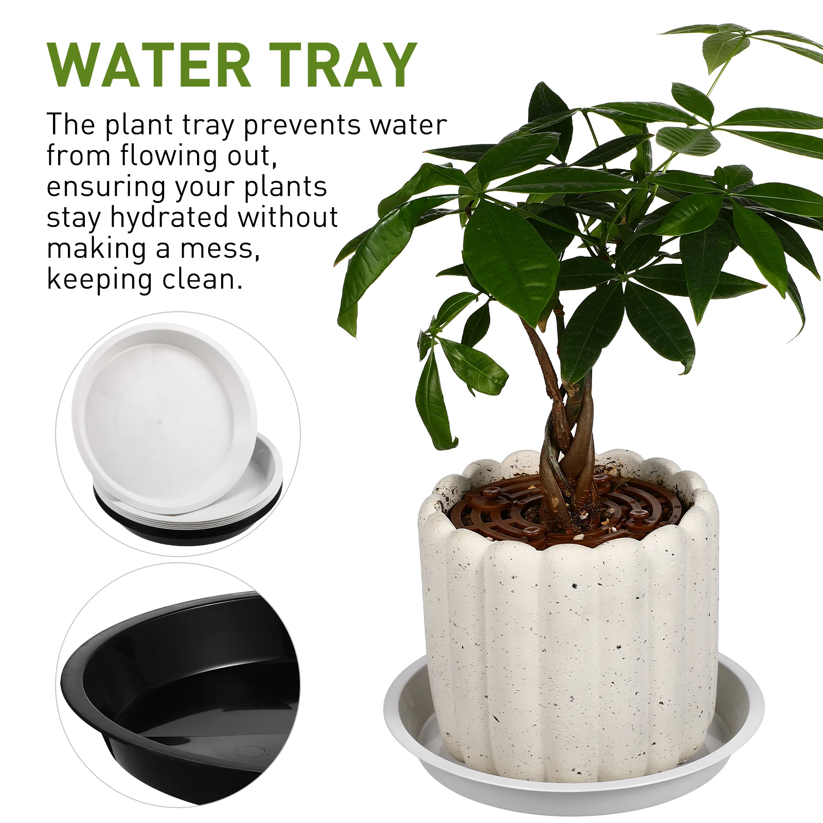 

12Pcs Plastic Plant Pot Saucers Round Flower Pot Drainage Tray Wear Resistant Stable Base Planter Trays Indoor Outdoor