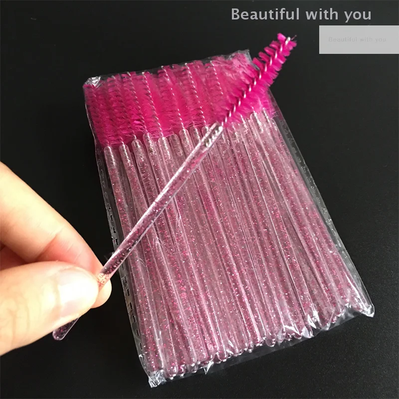 New style 50Pcs Disposable Crystal Eyelash Brush Eyelashes Lift Lifting Curler Eye Lash Extension Graft Brush Tool Accessories