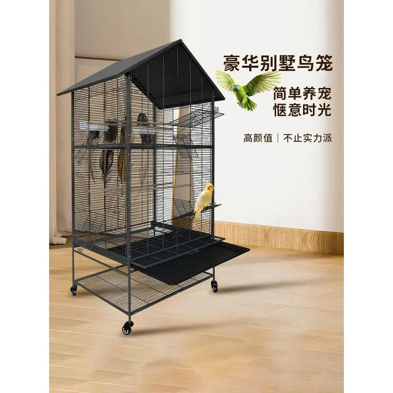 For Parrot Myna Large Luxury Ecological Bird Cage Breeding Villa Household Peony Tiger Skin Xuanfeng Embroidered Design