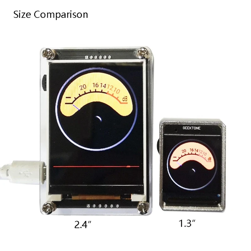 ตัวชี้วัดระดับคลื่นความถี่2.4นิ้วที่เปิดใช้งานด้วยเสียงนาฬิกาเรืองแสง Vu HD LCD หลายโหมด