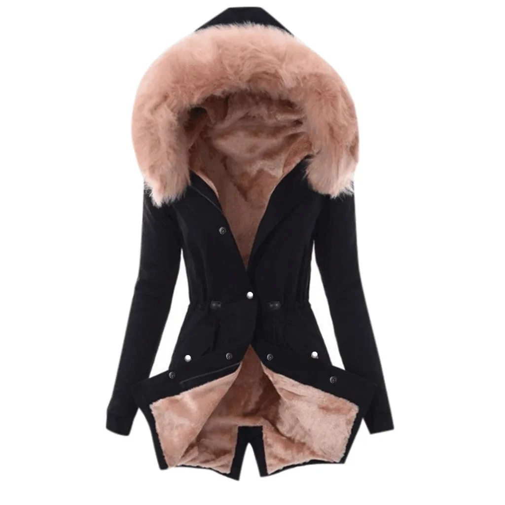 Autumn and winter new cotton-padded clothes Europe and the United States hooded slim warm zipper coat women