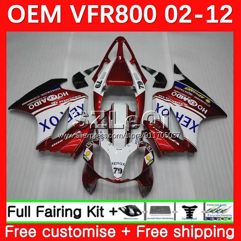 interceptor For HONDA VFR 800RR VFR800 800 RR 2002 2003 2004 2005 2006 2007 43No.14 VFR800RR 08 09 10 11 12 White red Fairing