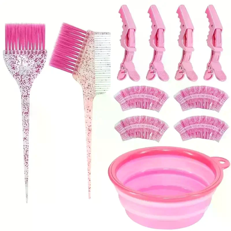 

Professional 11pcs Hair Coloring Kit Highlighting Tools Comb Brush Dye Bowl Earmuffs For Barber Beauty Salon Home Use