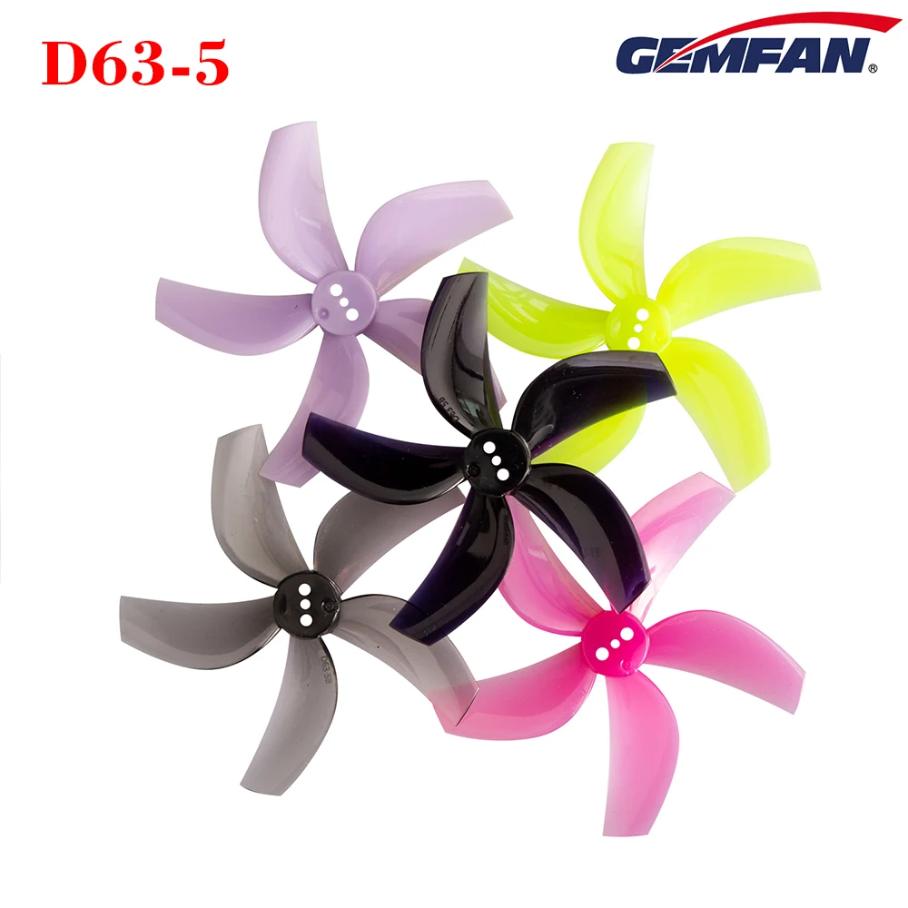 

4 пары Gemfan D63 Prop 63 мм 2,5 дюйма 5-лопастной пропеллер для RC FPV Racing Drone Freestyle Зубочистка Cinewhoop Канальный квадрокоптер
