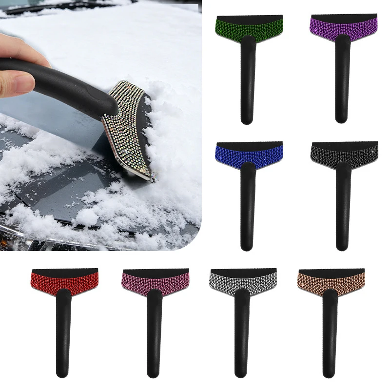 

Bling Car Ice Scraper Snow Removal Windshield Ice Breaker Shovel Automotive Winter Stainless Steel Auto Accessories For Women