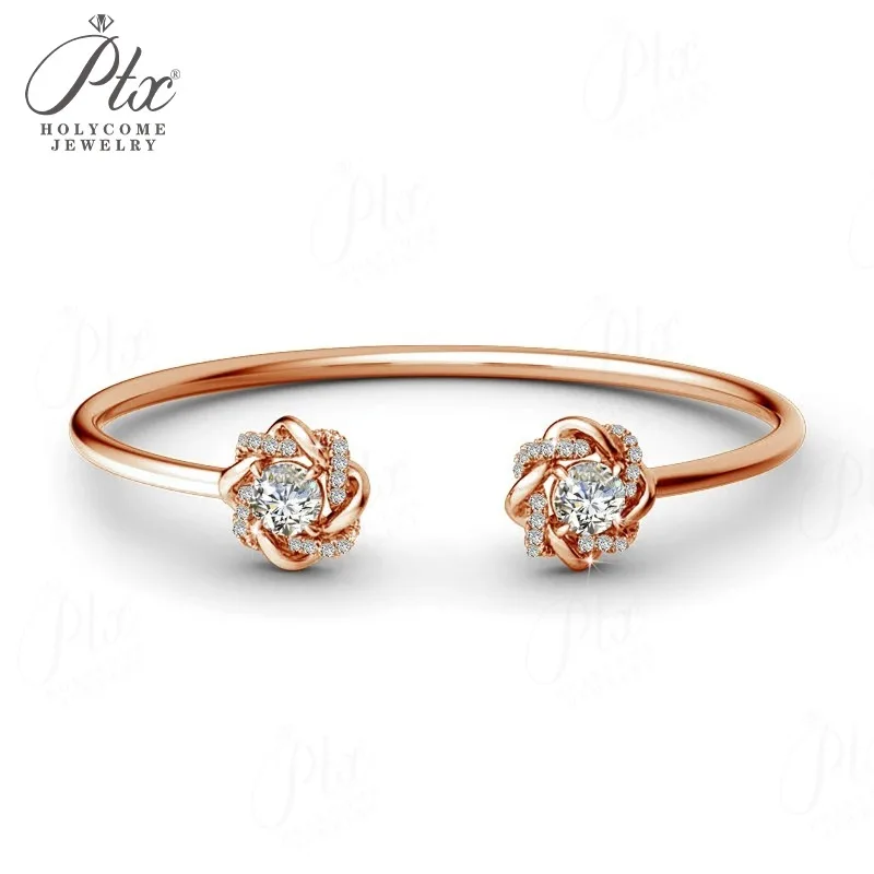 Moissanit-Armreif 6,5mm 2ct Rundschliff D-Farbe 925 Sterling Silber 18K Vergoldet Klassisches Geschenk Charm Holycome Schmuck – Detail 2