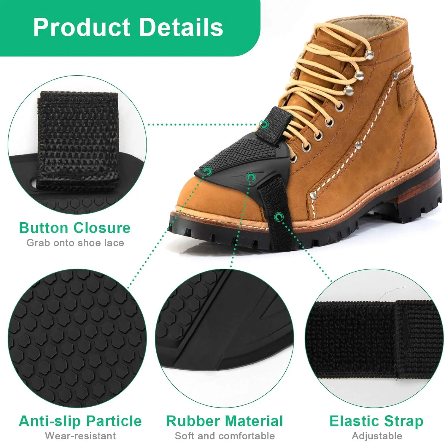 Motorcycle Shoes Protection Gear Motorbike Shift Pad Shoe Boot Protector Cover Durable Anti-skid Protective Rubber Guards Black