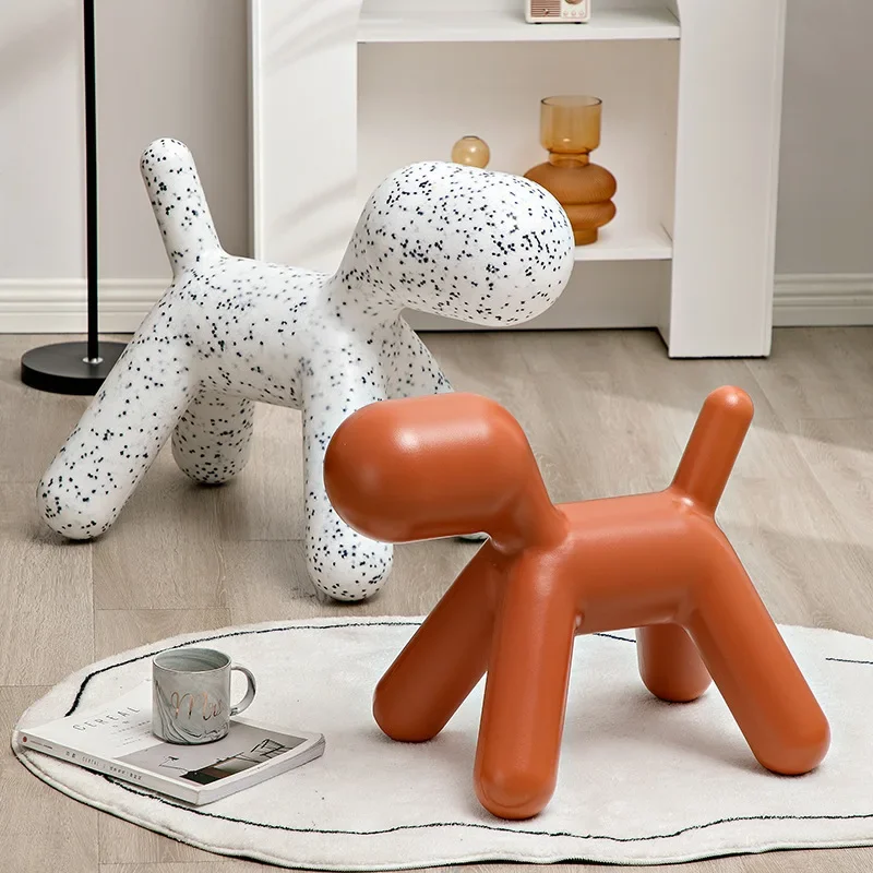 

Nordic Creative Design Dog Chairs Plastic Cartoon Animal Spot Dog Chair Shoe Changing Bench Wholesale Home Furniture