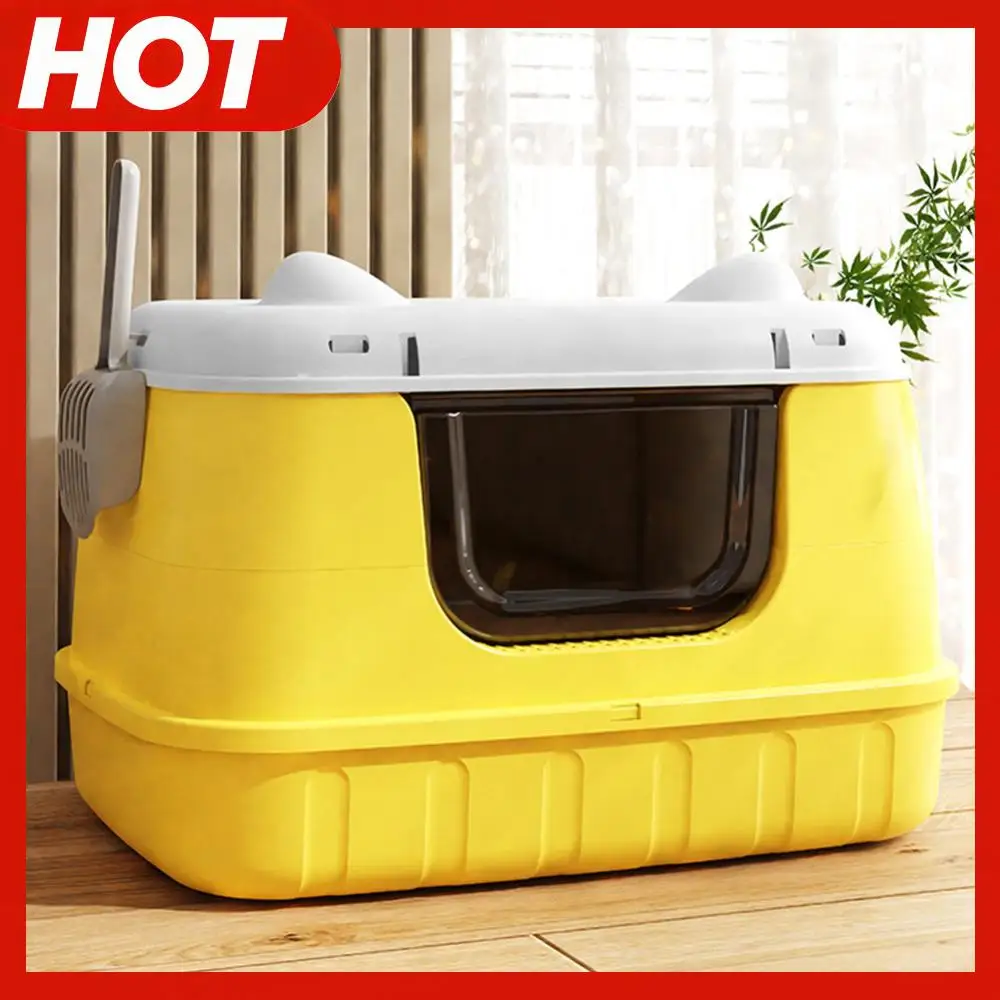 

Большой лоток для кошек с ручкой, туалет для кошек с крышкой, лоток-туалет для крупных пород кошек или для нескольких кошек в одном доме