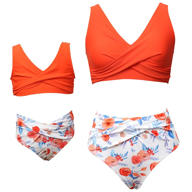 New Family Matching Swimsuit, Women's and Girls Two Pieces Swimwear Mother and Daughter Bikini Set